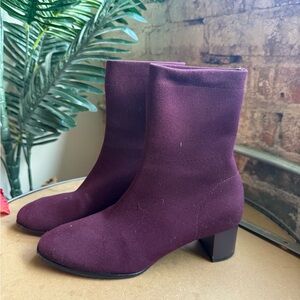 Via Spiga Knit Boots Burgundy Red Size 6 1/2 Mid Calf
